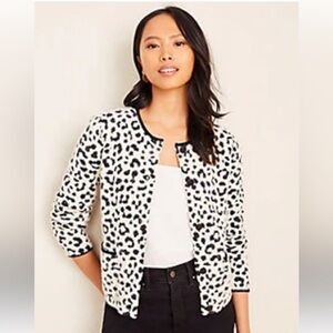 Ann Taylor Brushed Leopard Print Cropped Jacket In Sand Shell